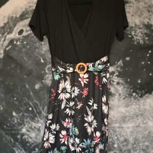 Floral Black Midi Dress